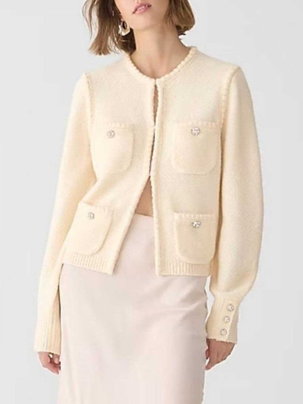 J. Crew Odette Sweater Lady Jacket in Cream Medium